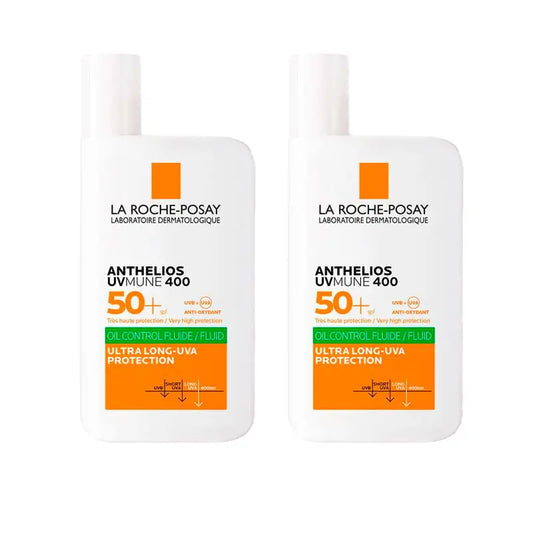 La Roche Posay Anthelios Uv-Mune 400 Fluido Invisível Controlo de Óleo Spf50+ Incolor, 2x50 ml