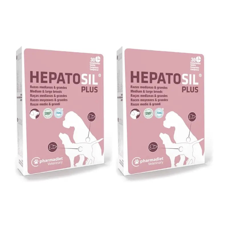Hepatosil Plus Raça Média-Grande, Embalagem 2x30 Comprimidos