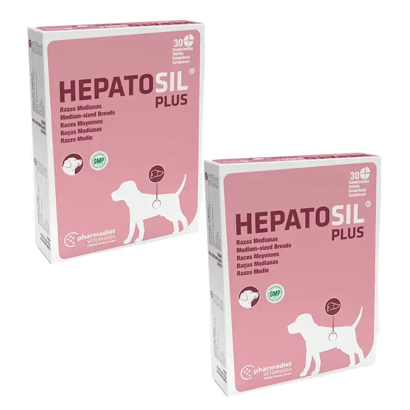 Pharmadiet Hepatosil Plus Raça Média, Embalagem 2 x 30 Comprimidos