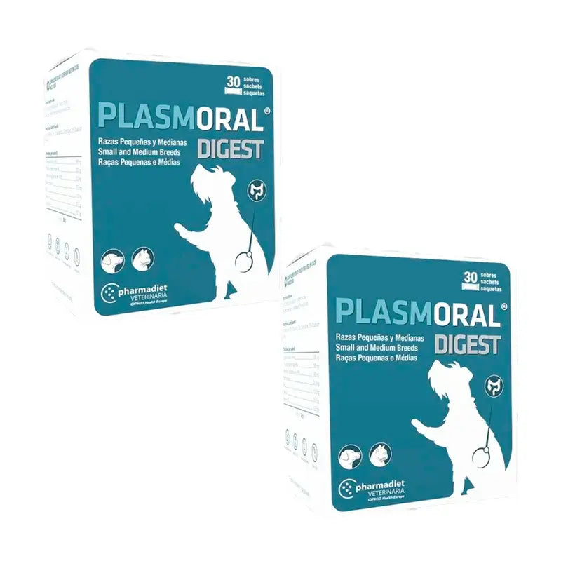 Pharmadiet Plasmoral Digest Raças Pequenas e Médias, Embalagem 2 x 30 saquetas