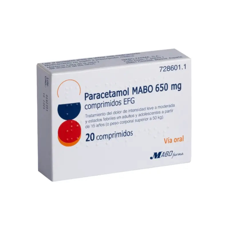 Paracetamol Mabo 650 mg comprimidos Efg, 20 comprimidos