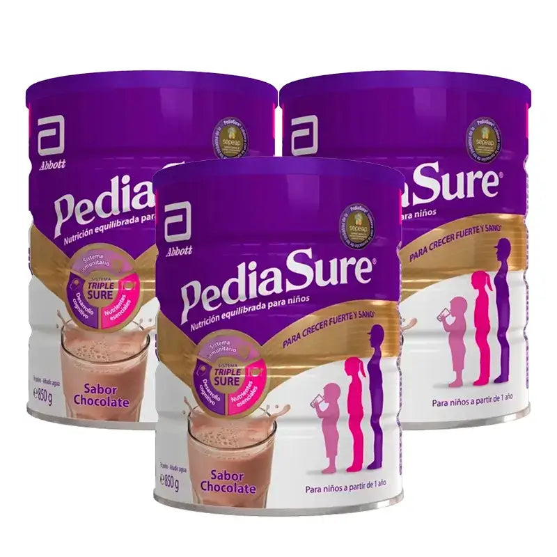 Pediasure Sabor a Chocolate Embalagem de lata 3 x 850 gramas