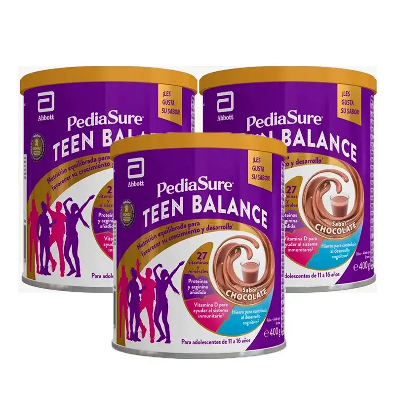 Pediasure Teen Balance Chocolate em Pó Pacote de Suplemento Alimentar para Adolescentes 3 x 400 g