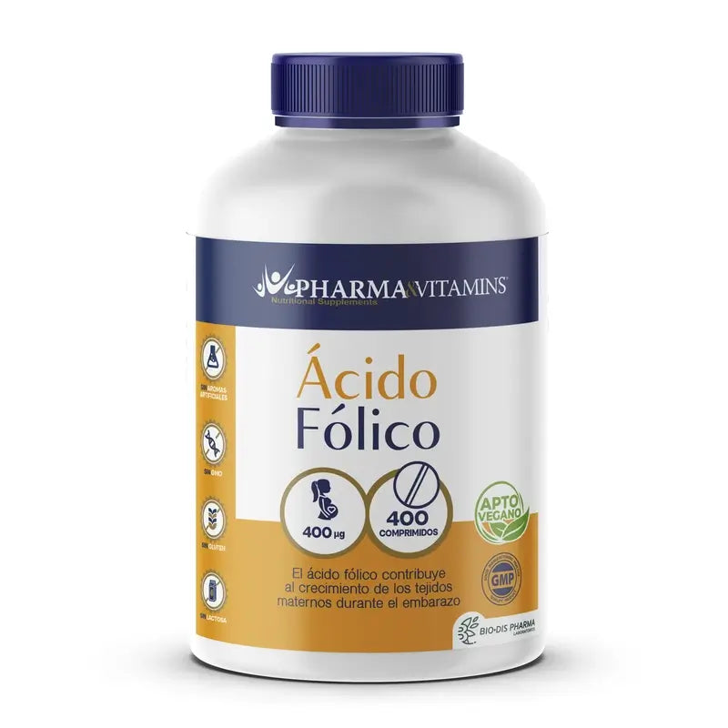 Pharma & Vitamins Ácido Fólico 400 Mcg 400 Comprimidos Veganos