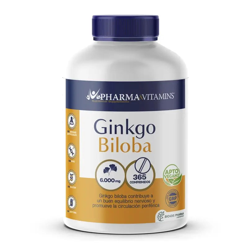 Pharma & Vitamins Ginkgo Biloba 6000 Mg. 365 Comprimidos