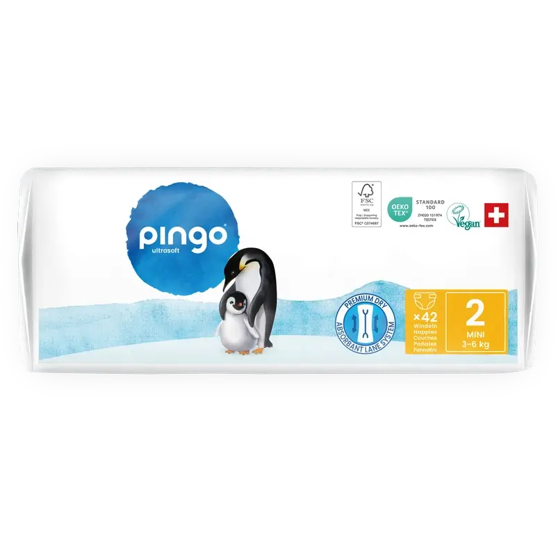 Fraldas Ecológicas Pingo Tamanho 2 (3-6 Kg), 42 unidades