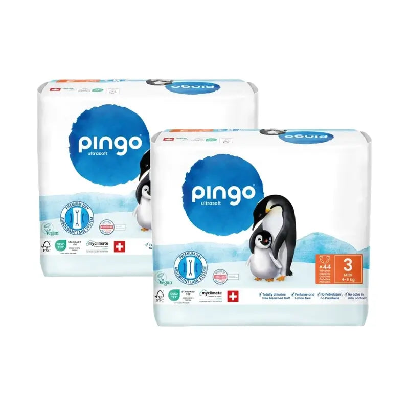 Fraldas Ecológicas Pingo Tamanho 3 (4-9 Kg), 2X44 Pcs.