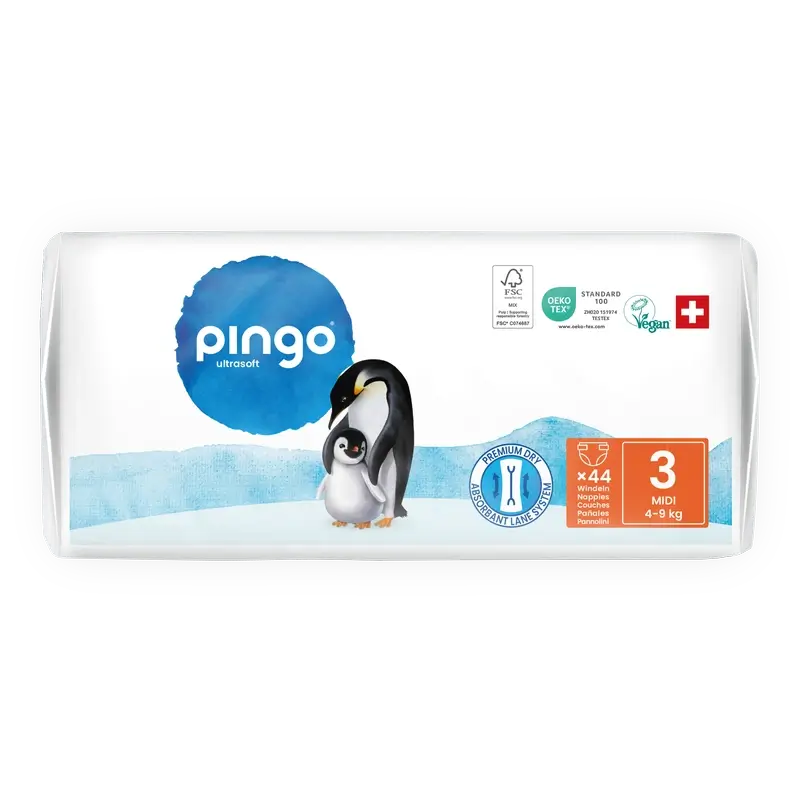 Fraldas Ecológicas Pingo Tamanho 3 (4-9 Kg), 44 unidades