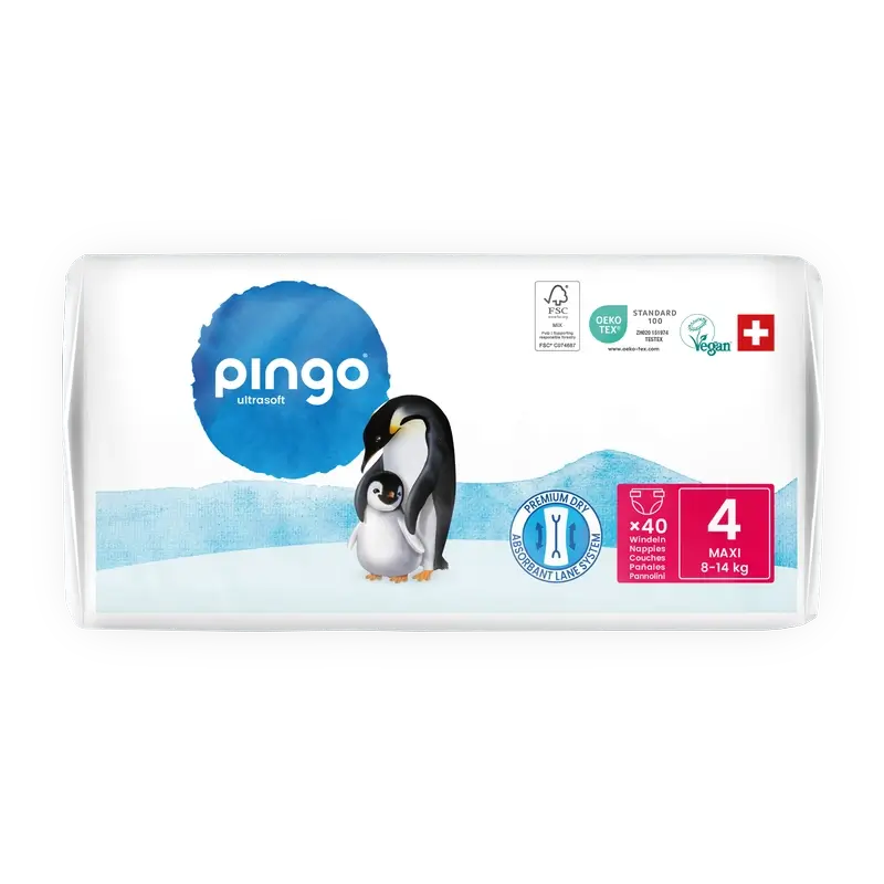 Fraldas Ecológicas Pingo Tamanho 4 (8-14 Kg), 40 unidades
