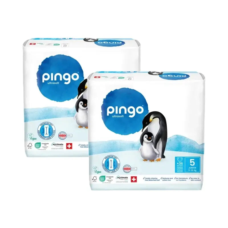 Fraldas Ecológicas Pingo Tamanho 5 (11-16 Kg), 2X36 unidades