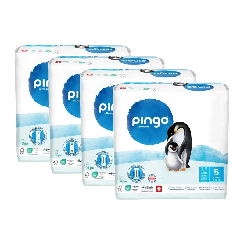 Fraldas Ecológicas Pingo Tamanho 5 (11-16 Kg), 4X36 unidades