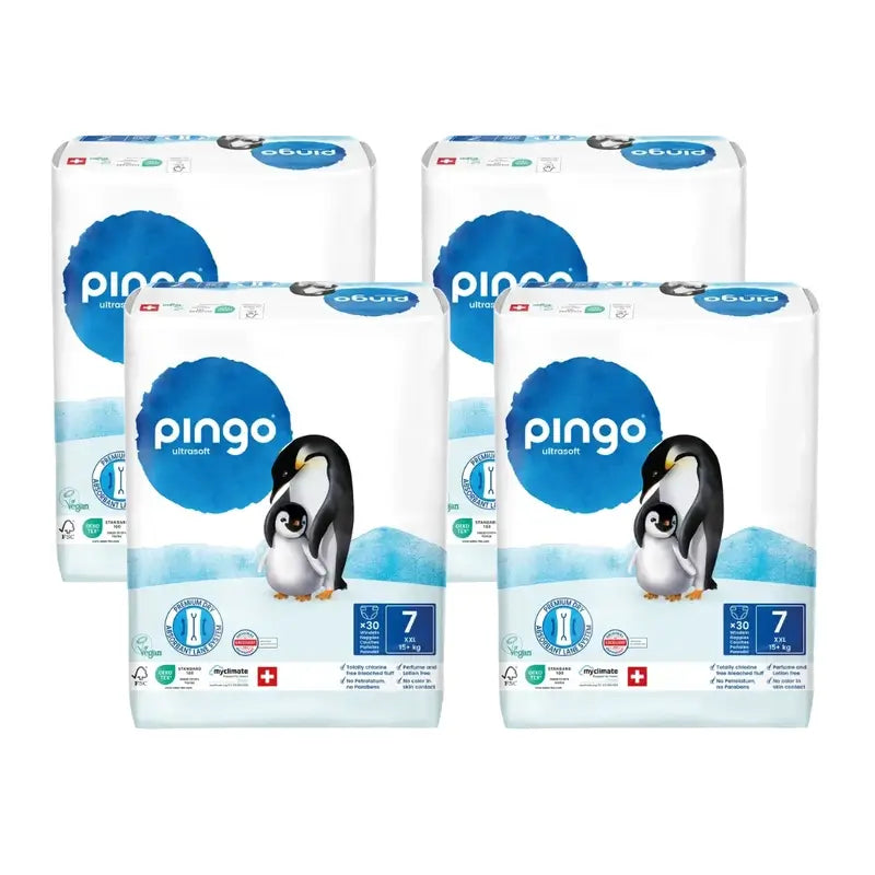 Fraldas Ecológicas Pingo Tamanho 7 (+15 Kg), 4X30 Unidades