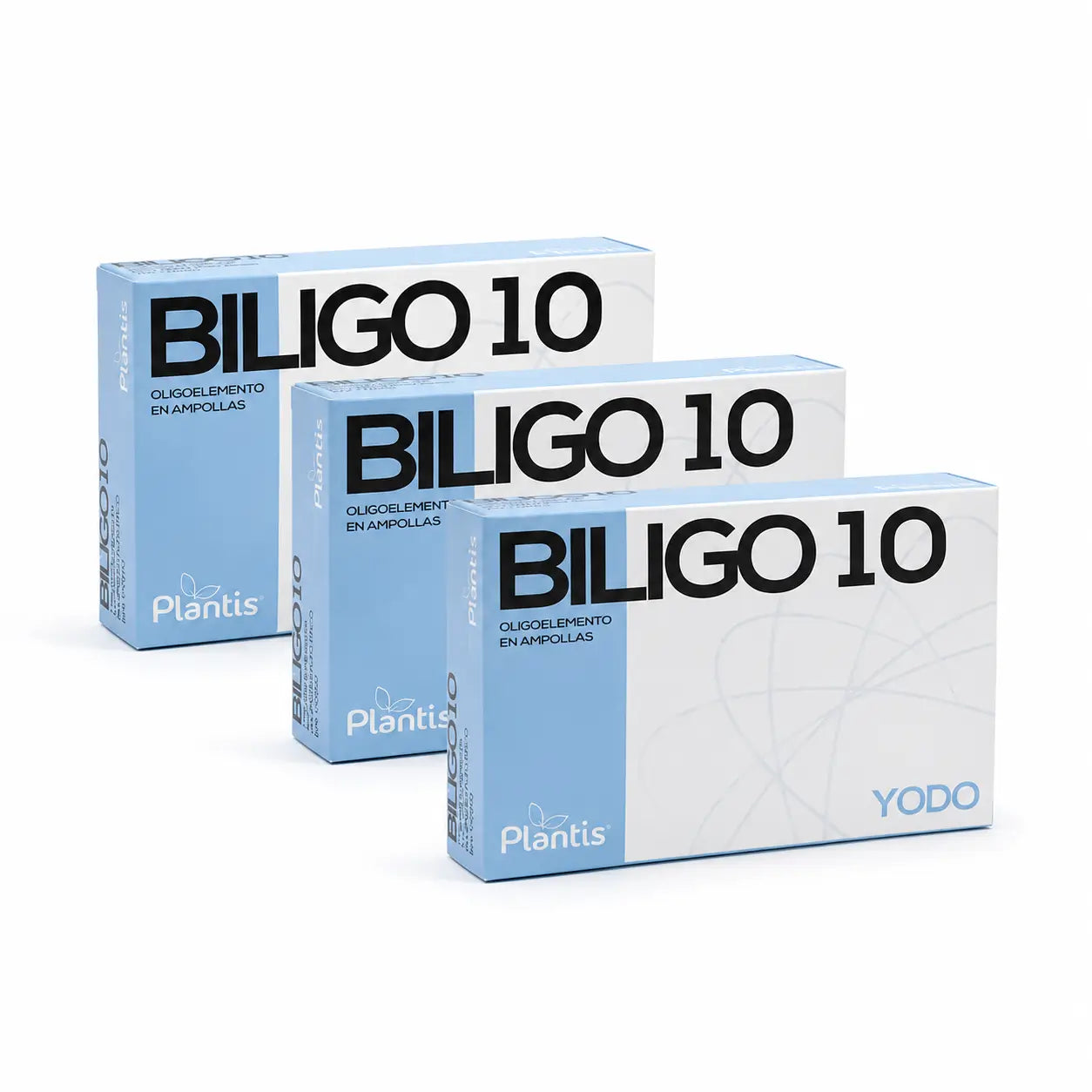 Plantis Biligo 10 Iodo Oligoelemento, 20 ampolas de 2 ml, embalagem de 3