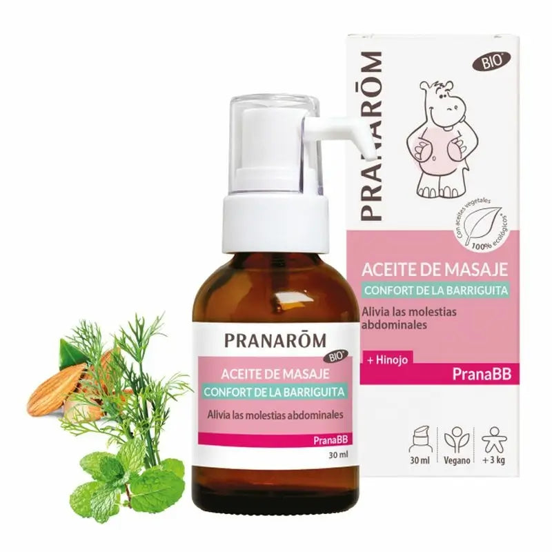 Pranarom PranaBB Óleo de massagem para o conforto do ventre, 30ml