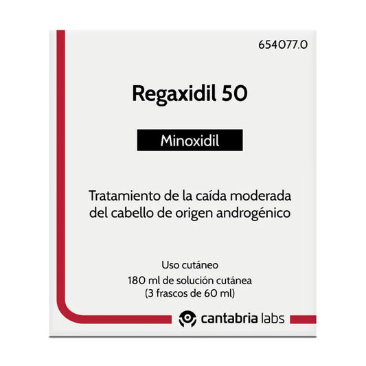 Regaxidil 50 mg/ml Minoxidil Solução Cutânea 3 Frascos de 60 ml