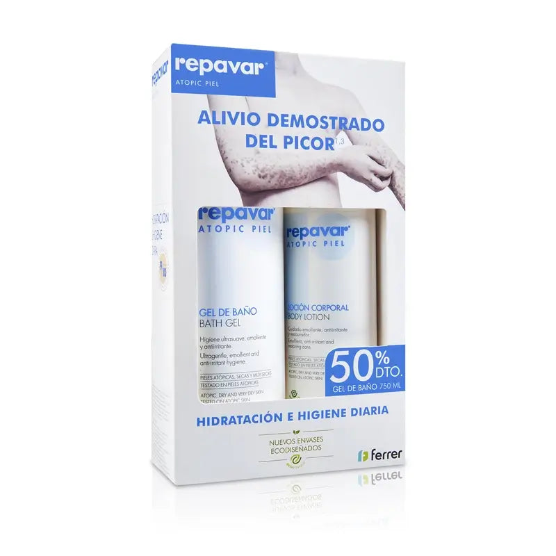 Repavar Atopic Skin Pack Gel 750Ml + Loção 500Ml 50% Desconto