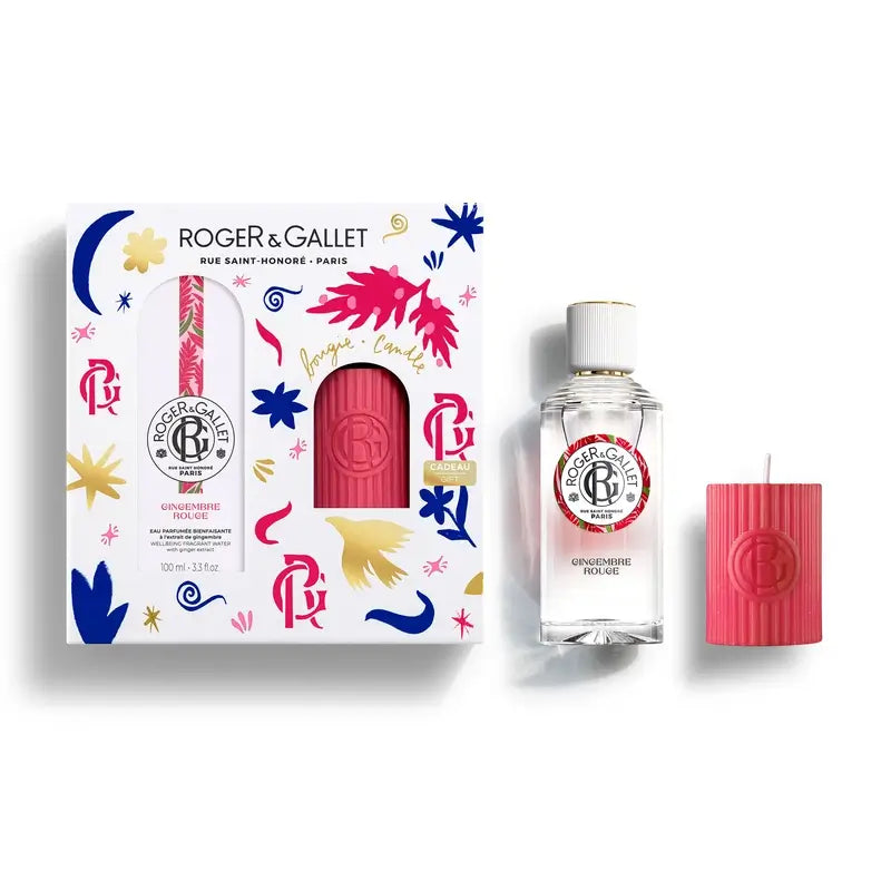 Roger & Gallet Gingembre Rouge Wellness Água Perfumada 100Ml + Vela Perfumada, 2 unidades