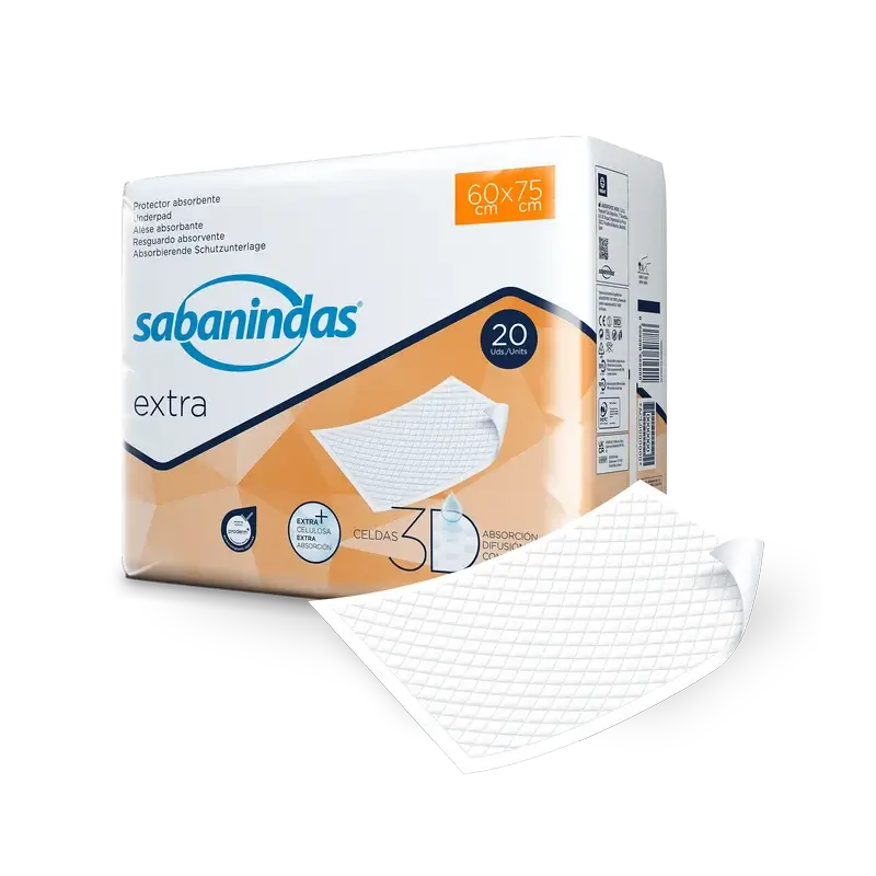Sabanindas Extra Large Absorbent Pad 60 X 75 Cm. , 20 unidades.