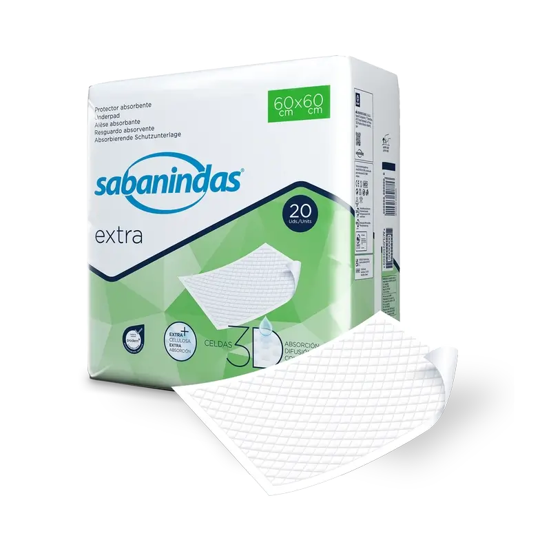Sabanindas Extra Medium Absorbent Pad 60 X 60 Cm. , 20 unidades.