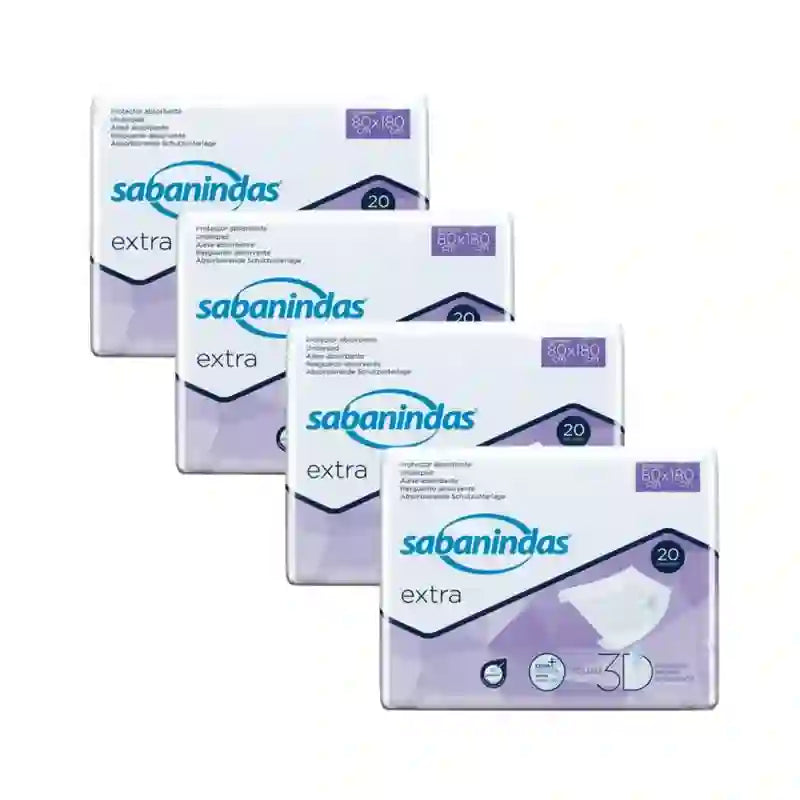 Sabanindas Almofada absorvente extra ajustável 80 X 180 Cm. , 4X20 unidades