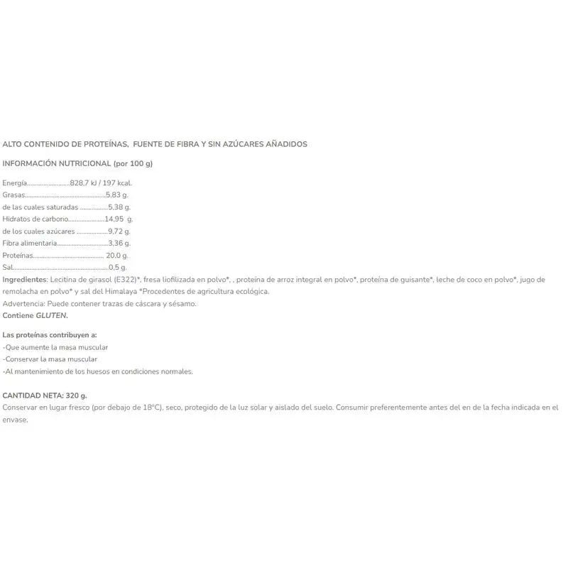 Salud Viva Batido de Proteína de Morango 320Gr. Eco