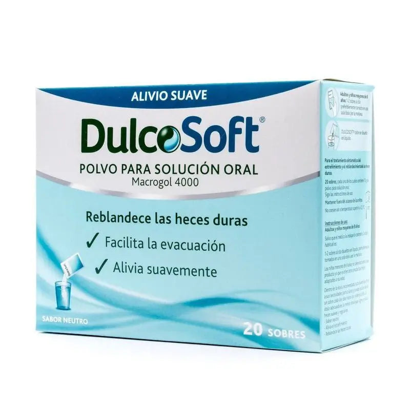 SANOFI dulcosoft polvo para solucion oral reblandece las heces duras sabor neutro 20 sobres x 10 g