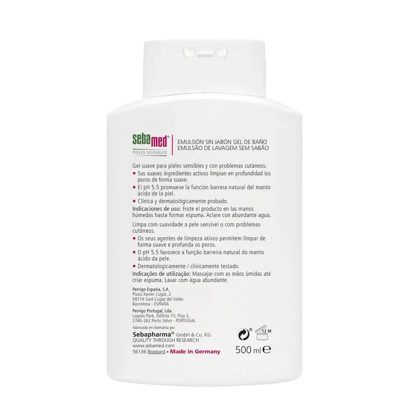 EMULSÃO DE GEL DE BANHO SEBAMED SEM SABÃO 500 ML