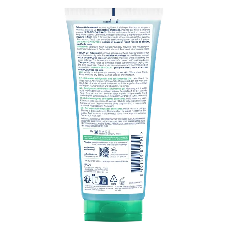 BIODERMA Sebium Gel de Limpeza Específico Moussant Sem Detergente, 200 ml