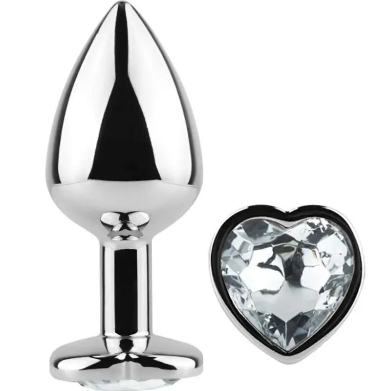 Secret Play Metal Butt Plug Corazón Transparente Talla S 7 Cm