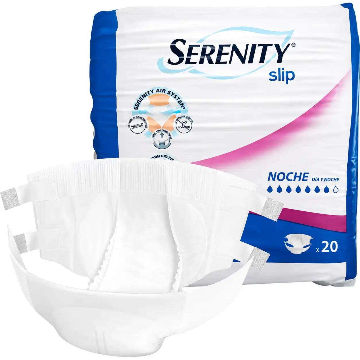 Serenity Slip Noite Grande, 80 unidades