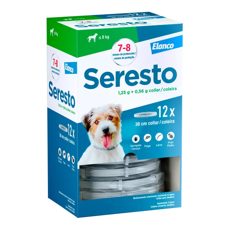 Seresto Coleira Antiparasitária para Cães Pequenos < 8Kg Embalagem Clínica, 12 coleiras