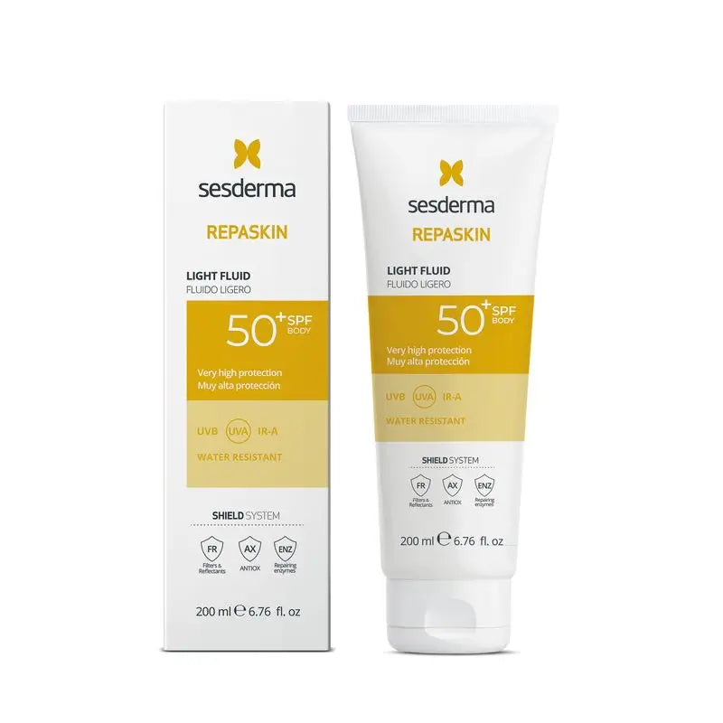 Sesderma Repaskin Fotoprotector Spf 50 Fluido Corporal Ligeiro, 200 ml