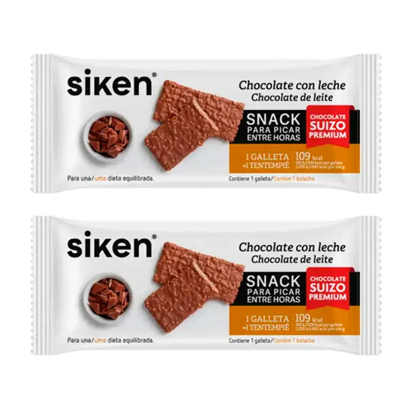 Siken Snack Biscoito de chocolate com leite, embalagem de 2 x 22 gramas