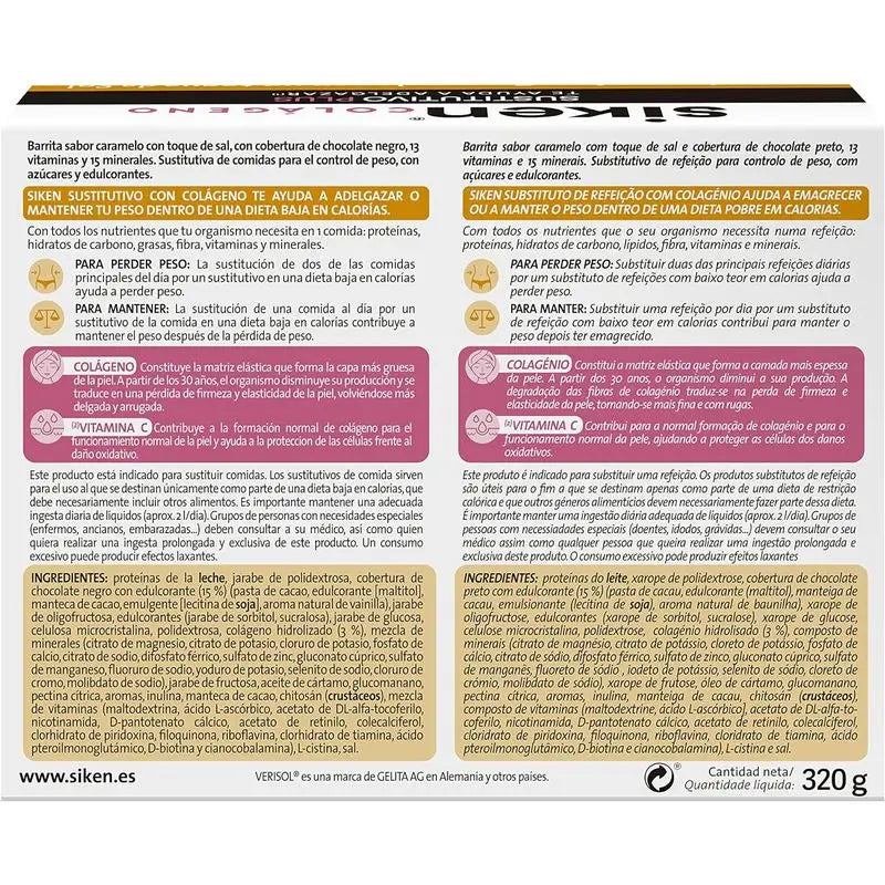 Siken Collagen Bar de Caramelo Substituto , 40 gramas