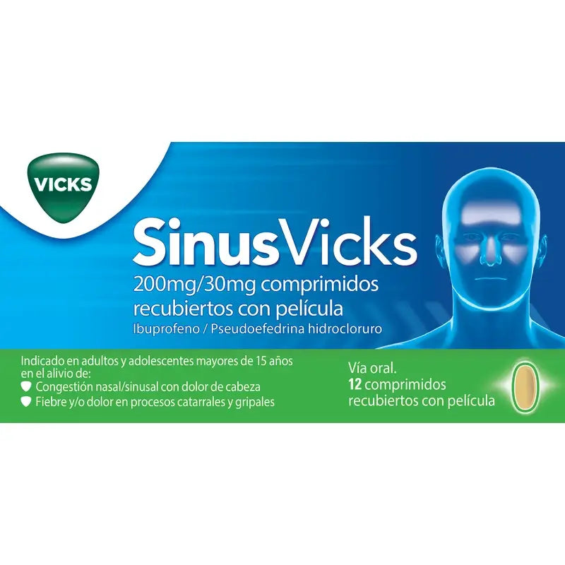 Sinusvicks 200 Mg/30 Mg, 12 comprimidos revestidos