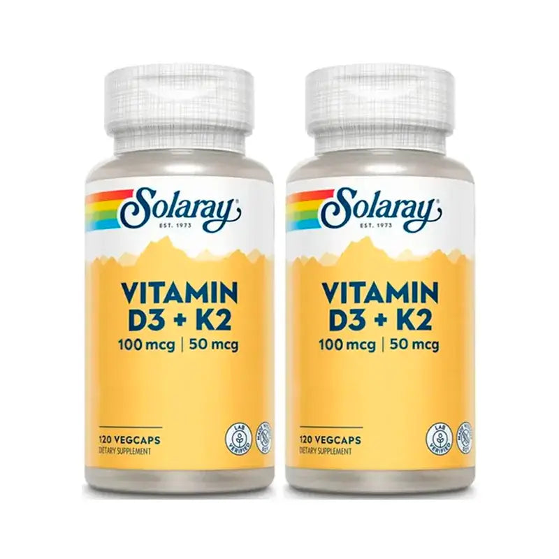 Solaray Vitamina D3 e K2 (Mk7) Embalagem 2 x 120 cápsulas