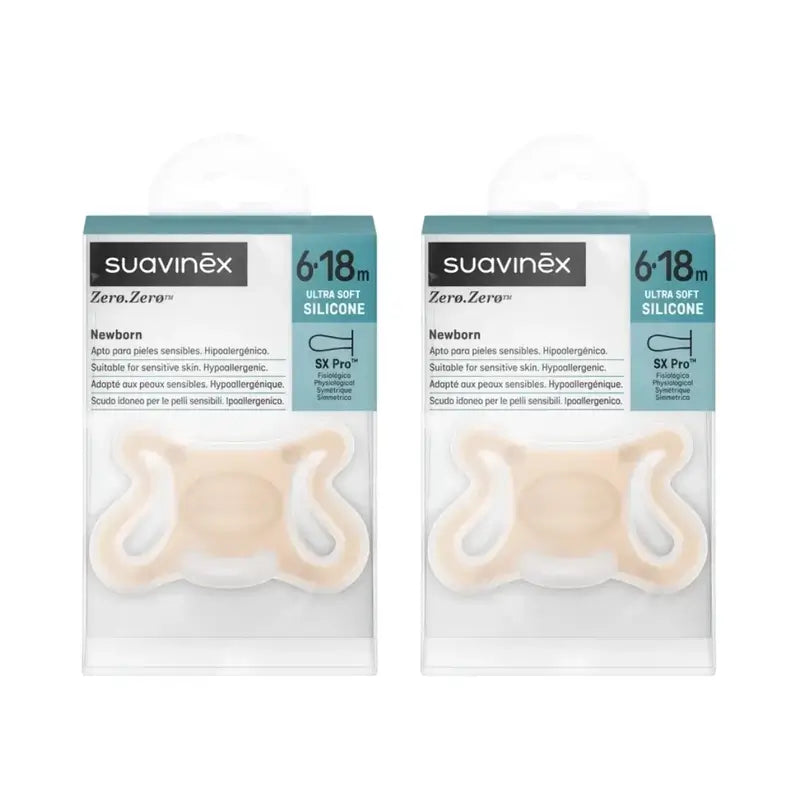 Suavinex Chupeta Zero Zero, 6/18 meses, justo, 2 unidades