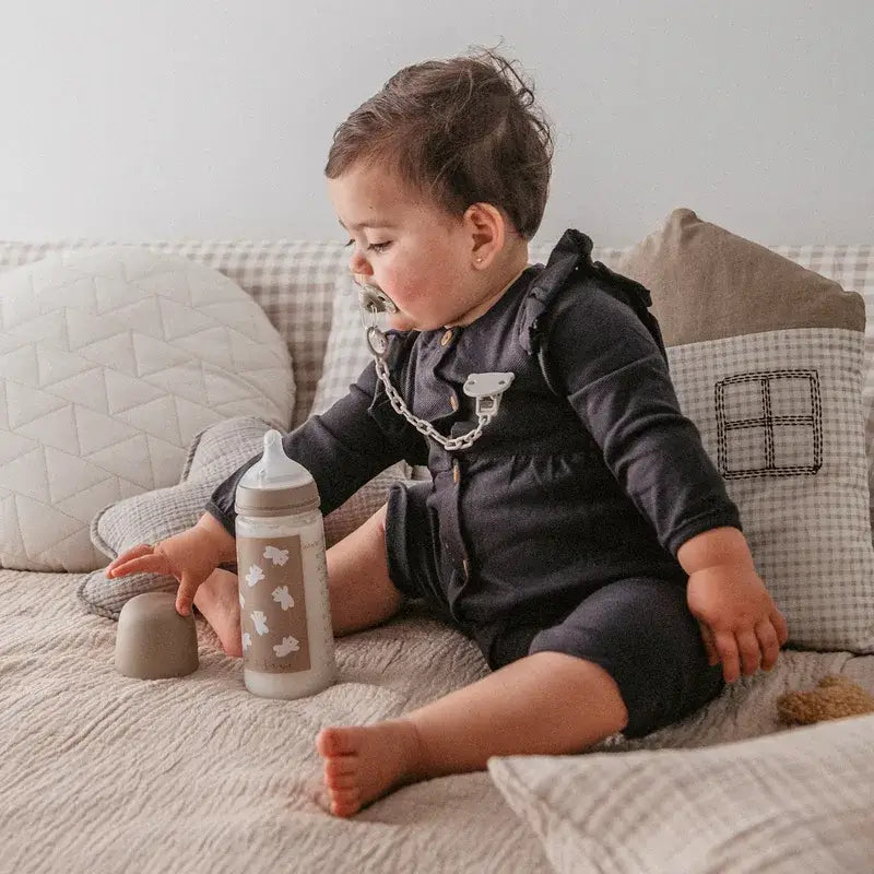 Conjunto de biberões e chupeta Suavinex Rosa +0M Wild&Free Bege