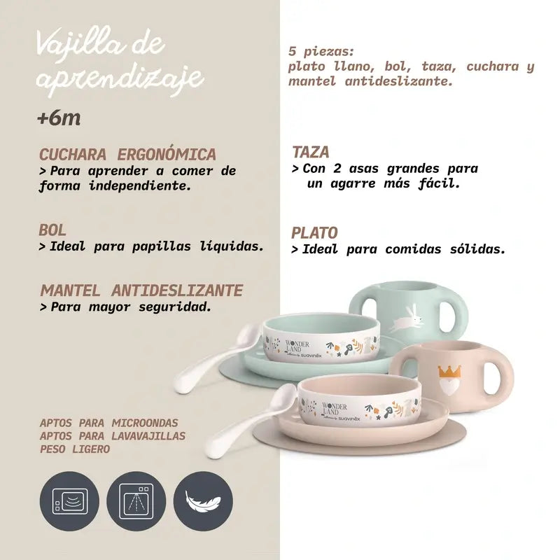 Suavinex Louça para bebé +6 meses, cor-de-rosa