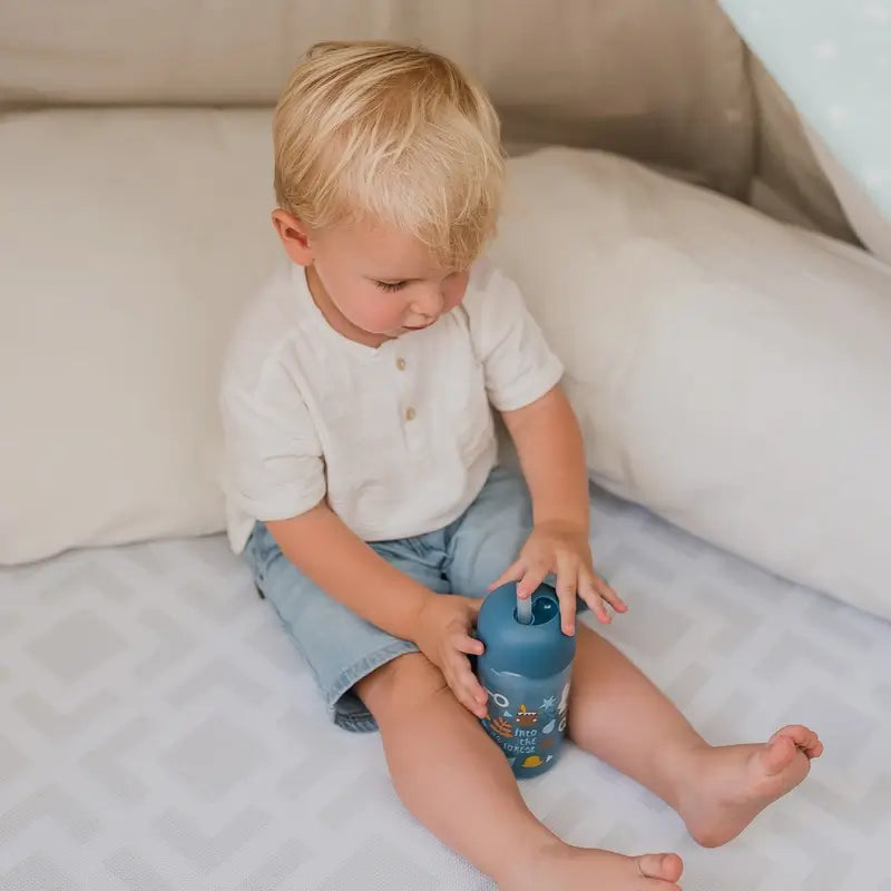 Suavinex Copo de treino com palhinha 340 ml, não entorna, +18 meses, azul