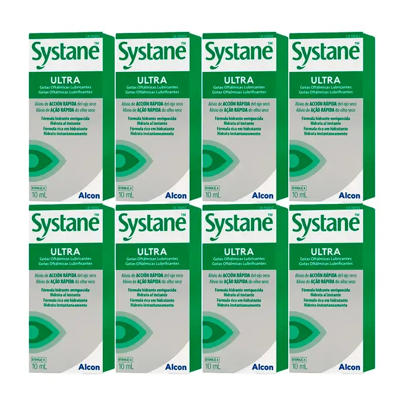 Systane Ultra Lubricant Eye Drops, embalagem de 8 x 10 ml