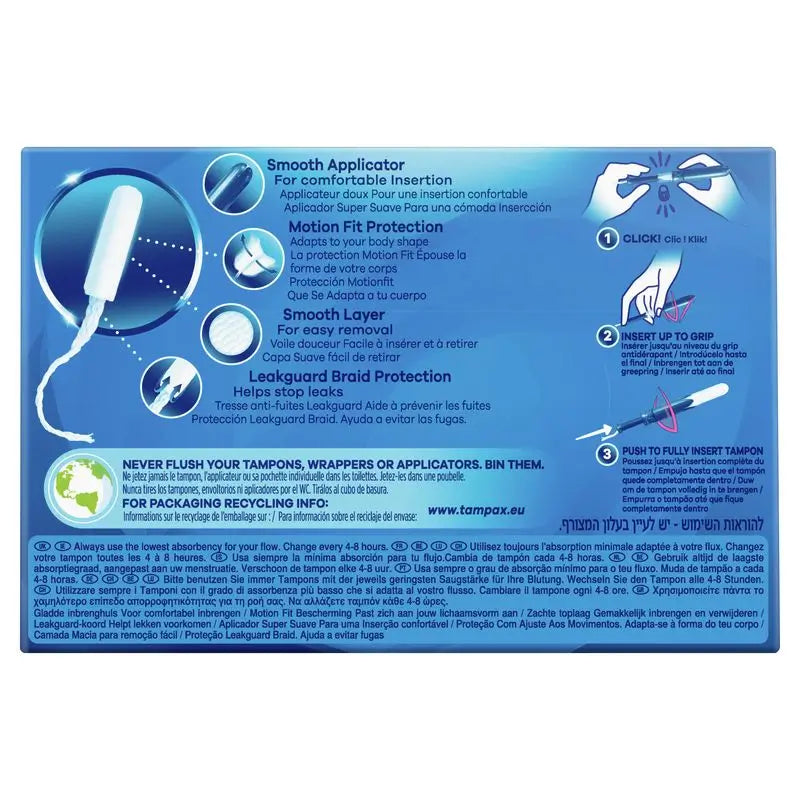 Tampax Compak Pearl Tampões regulares com aplicador , 36 unidades