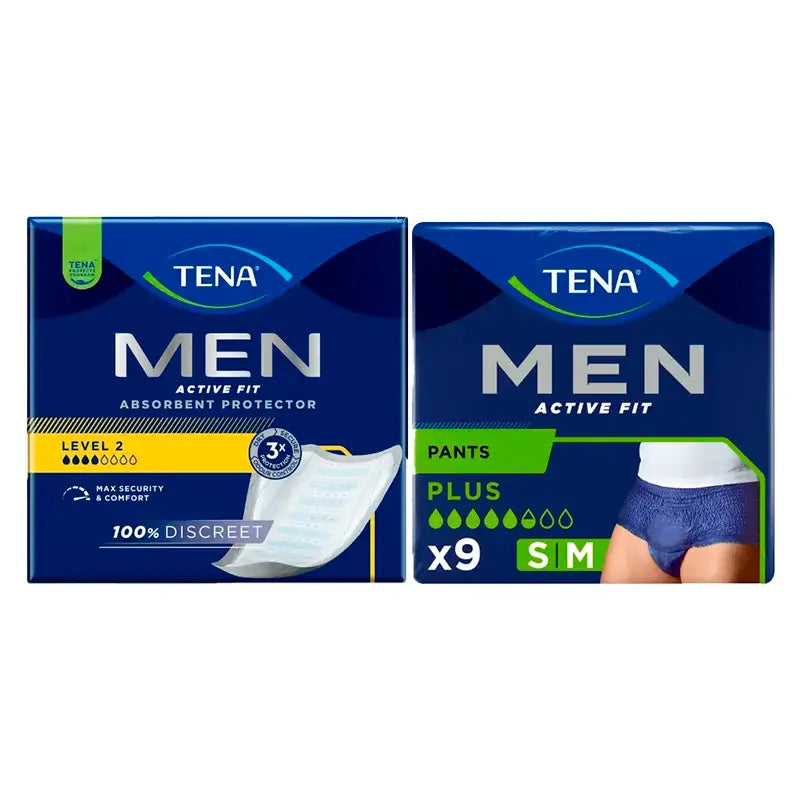 TENA Men Incontinência Level 2 1x20 unidades + TENA Men Calças Active Medium 1x9 unidades