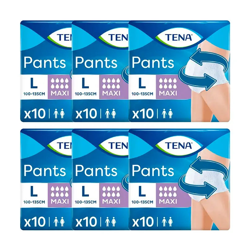 Tena Pack Pants Maxi Tamanho L, 6 X 10 unidades.