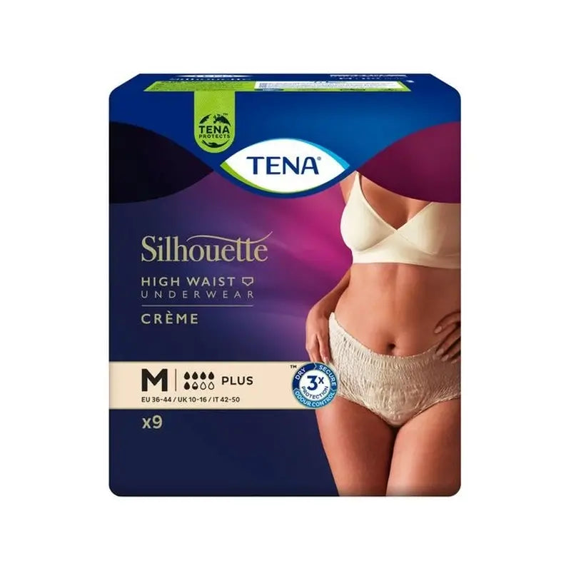 Tena Silhouette Creme Plus Cintura Alta Tamanho M, 9 unidades