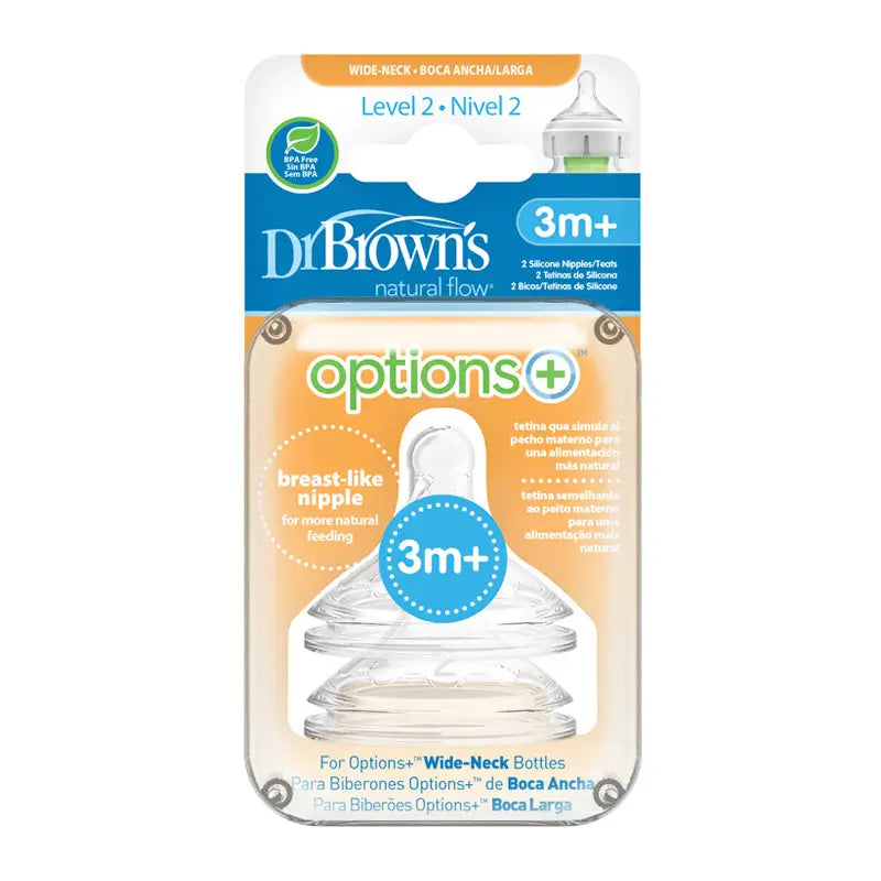 Dr. Brown's Teat Options+ Nível 2 Boca larga, 2 unidades