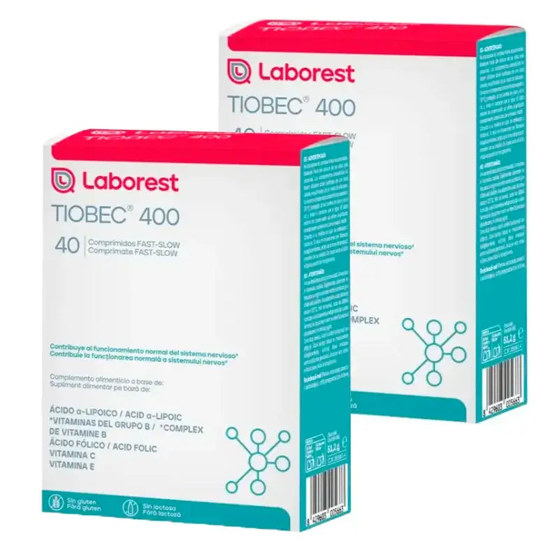 Tiobec 400 Suplemento Alimentar, Embalagem 2 x 40 comprimidos Fast-Slow