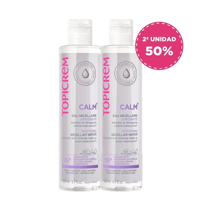 Topicrem Pack Duo Calm+ Água Micelar 200 Ml 2ª Unidade 50%.