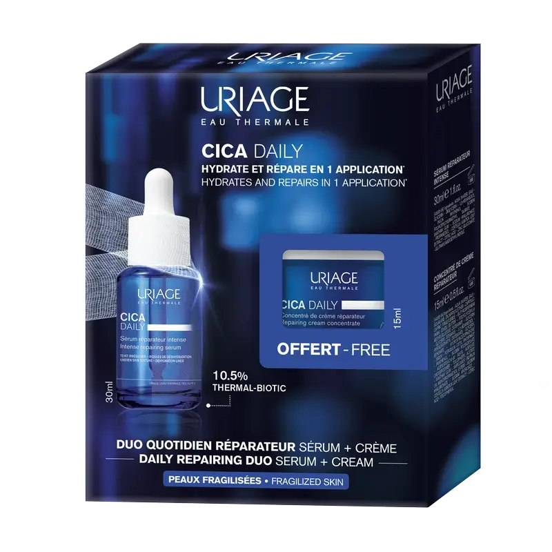 Uriage Cica-Daily Intense Repair Serum, 30Ml + Cica Daily Concentrated Repair Cream, 15 Ml