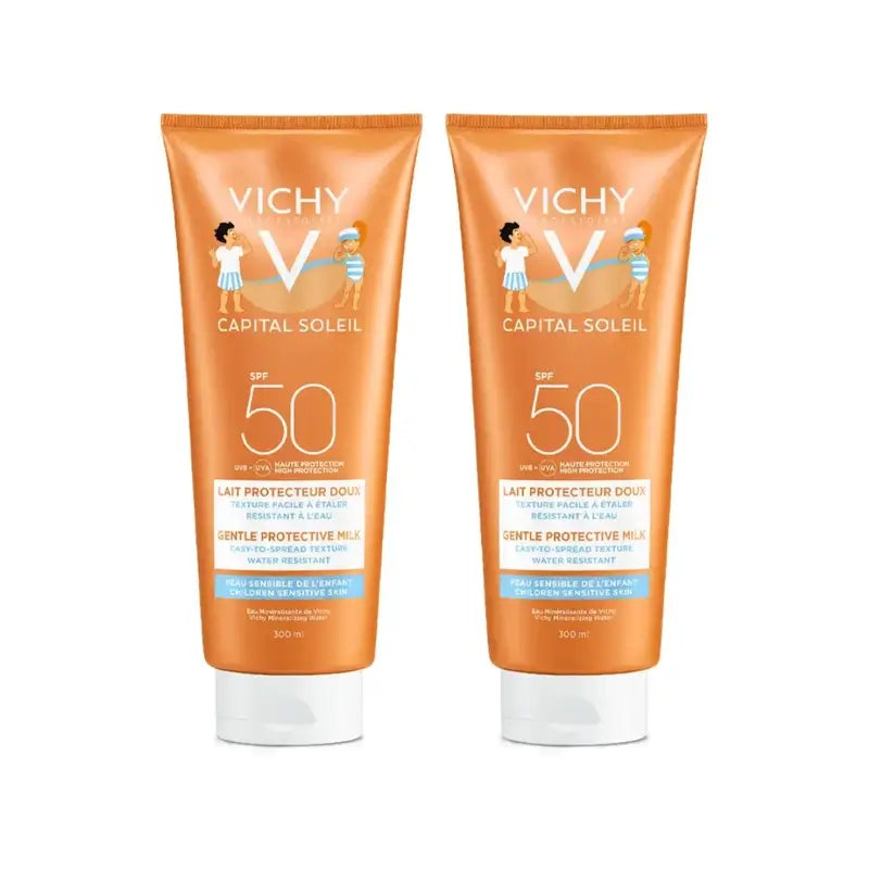 Vichy Capital Soleil Leite de proteção solar para crianças Spf 50+, 2X300 Ml